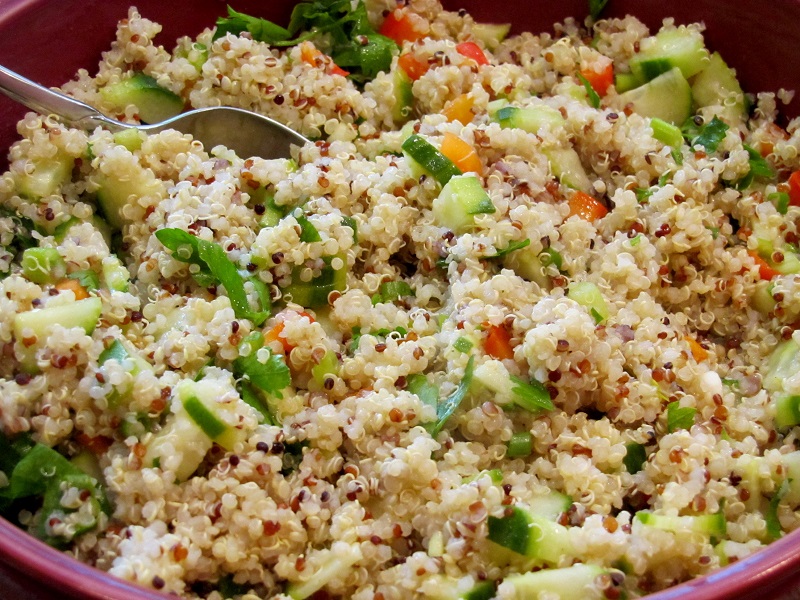 A close up of a quinoa salad